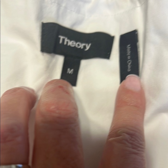 Theory White Magena Drawstring Utility Long Sleeve Button Down Shirt Sz M - Picture 6 of 7